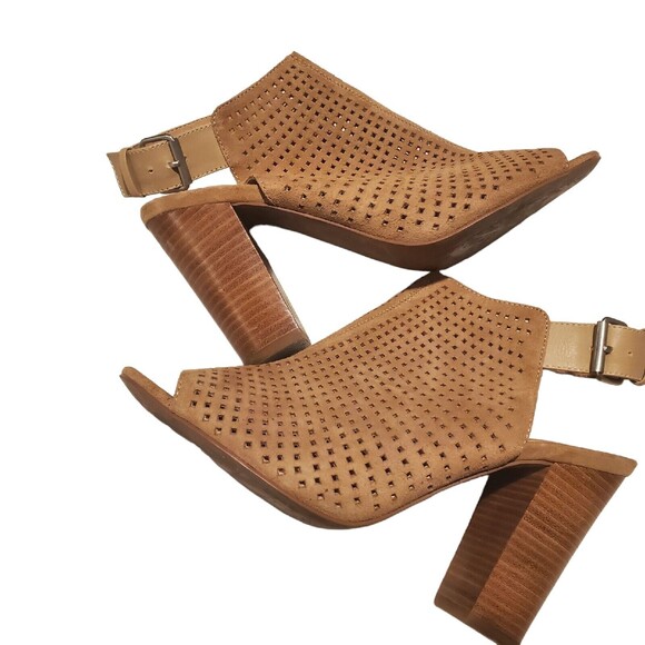 Tahari Margaret 2 Women's Open Toe Booties Heels Leather Tan Nude Size 9 - Picture 5 of 6